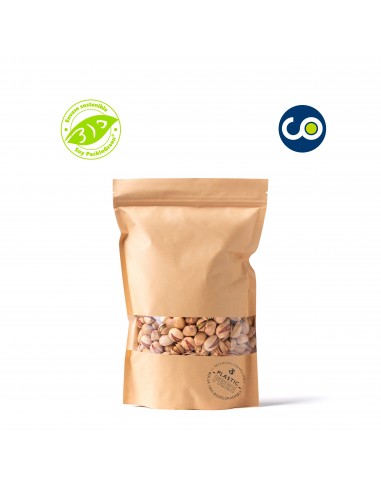 Sac doypack en papier compostable avec impression de timbres #PlasticFree