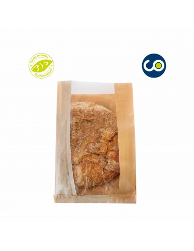 Kraft bag with biodegradable and compostable window without printing